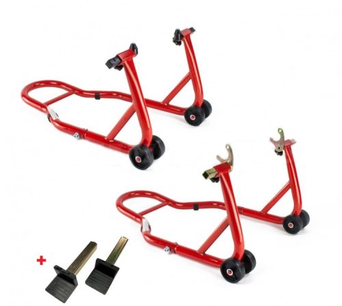 ( V ) Piros első Kúpos + Piros Hátsó Villás  Emelő  Szett + Hátsó Gumis Adapter